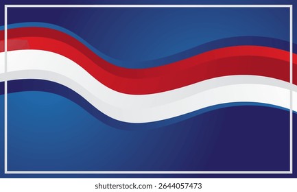 Red white waves on blue background modern design