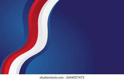 Red white waves on blue background design