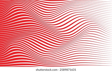 Red and White Wavy Line Optical Illusion Pattern – Abstract Dynamic Motion Background for Modern Art and Design
