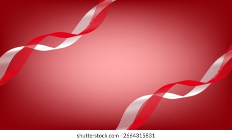 Cinta ondulada roja y blanca con fondo abstracto de malla degradada roja y blanca agradable para el Fondo de pantalla o el Anuncio