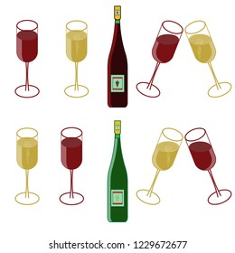 red and white wine