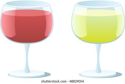 red and white wine
