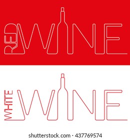 Red and white wine bottle glass list design menu background. Concept for bar menu, party, alcohol drinks, celebration holidays.