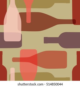 Red and white wine bottles seamless pattern