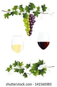 Red and white wine in glasses