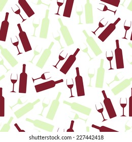 red and white wine glasses and bottle seamless pattern eps10