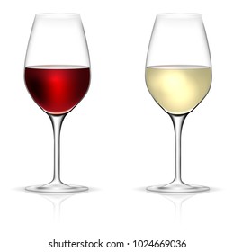 Red and white wine glasses isolated on white background - vector illustration