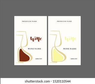 Red and white wine labels. Clean and modern design. Hand Drawn lettering wine.Vector premium template set.