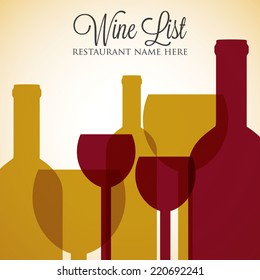 Red and white wine list menu cover in vector format.