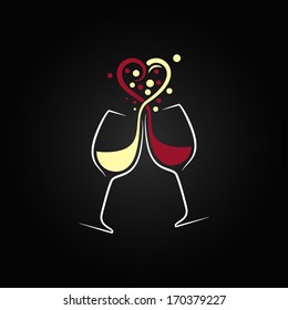 Red And White Wine Love Concept Valentines Day Design Background