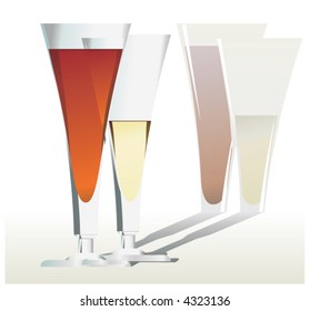 red and white wine - vector