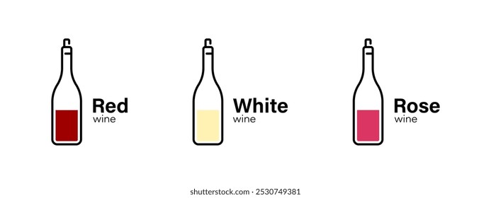 Red, white, and rosé wine vector icons