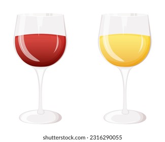 Red and white wine vector illustration isolated on white background.