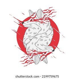 red and white wolf vector illustration