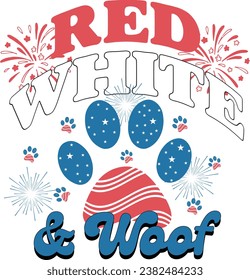 BLANCO ROJO Y WOOF-4TH DE JULIO DISEÑO DE CAMISETAS EN T 