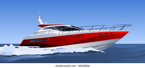 the red white yacht