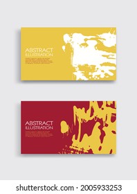 Red white yellow ink brush stroke card on white background. Japanese style. Vector illustration of grunge stains
