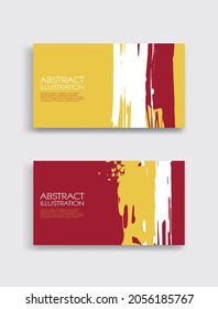 Red white yellow ink brush stroke card on white background. Japanese style. Vector illustration of grunge stains