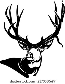 red whitetail mule deer vector for fishing logo company