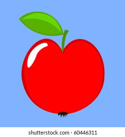 Red whole apple on sky background vector illustration