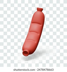 Red whole sausage in realistic style. Isolated vector model