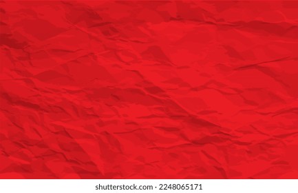 Red wide crumpled paper texture background. crush paper so that it becomes creased and wrinkled.