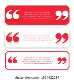 red wide quotes or testimonial template design