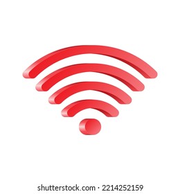 Icono rojo wifi 3D aislado en fondo blanco