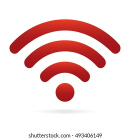 red wifi icon wireless symbol on isolated background