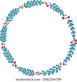 Red wild berry with bunch of leaves for decoration on Christmas holiday and nature concept.