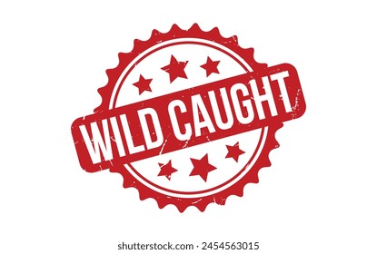 Red Wild Caught Rubber Stamp Seal Vector