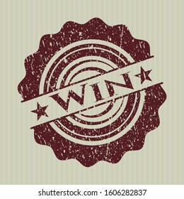 Red Win distress rubber grunge stamp