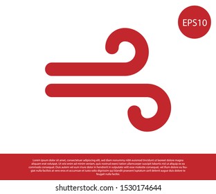 Red Wind icon isolated on white background. Windy weather.  Vector Illustration