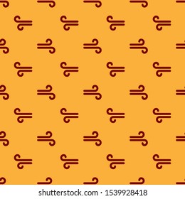 Red Wind icon isolated seamless pattern on brown background. Windy weather.  Vector Illustration