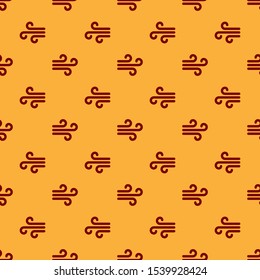 Red Wind icon isolated seamless pattern on brown background. Windy weather.  Vector Illustration