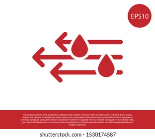 Red Wind and rain icon isolated on white background. Windy weather.  Vector Illustration