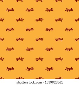 Red Wind and rain icon isolated seamless pattern on brown background. Windy weather.  Vector Illustration