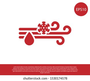 Red Wind and rain with snow icon isolated on white background. Windy weather.  Vector Illustration