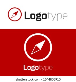 Red Wind rose icon isolated on white background. Compass icon for travel. Navigation design. Logo design template element. Vector Illustration