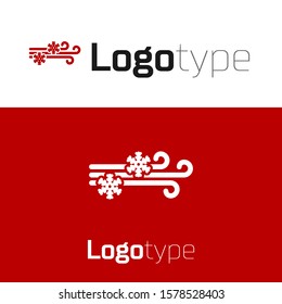 Red Wind and snow icon isolated on white background. Windy weather. Logo design template element. Vector Illustration