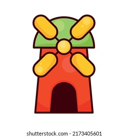 icono de granja estable de molinos de viento rojos