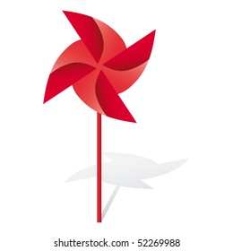 red windmill vector origami illustration