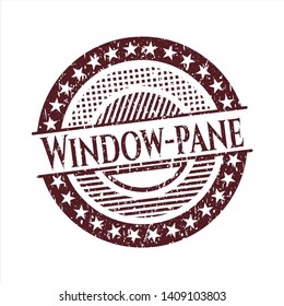Red Window-pane distressed rubber grunge seal