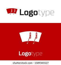 Red Windscreen wiper icon isolated on white background. Logo design template element. Vector Illustration