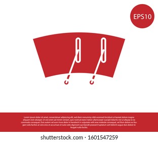 Red Windscreen wiper icon isolated on white background.  Vector Illustration