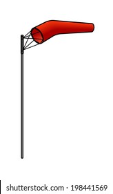 A red windsock in the 10 degree position.