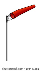A red windsock in the 20 degree position.