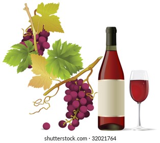 Red Wine. All elements and textures are individual objects. Vector illustration scale to any size.