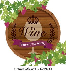 Red wine barrel vector illustration