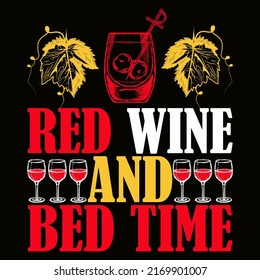 Vino de vino tinto y vino de lecho Vino camiseta y mug diseño ilustración vectorial